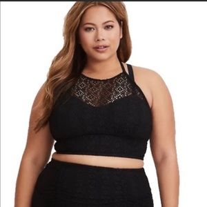 Torrid 2 piece black crochet swimsuit TOP & BOTTOM
